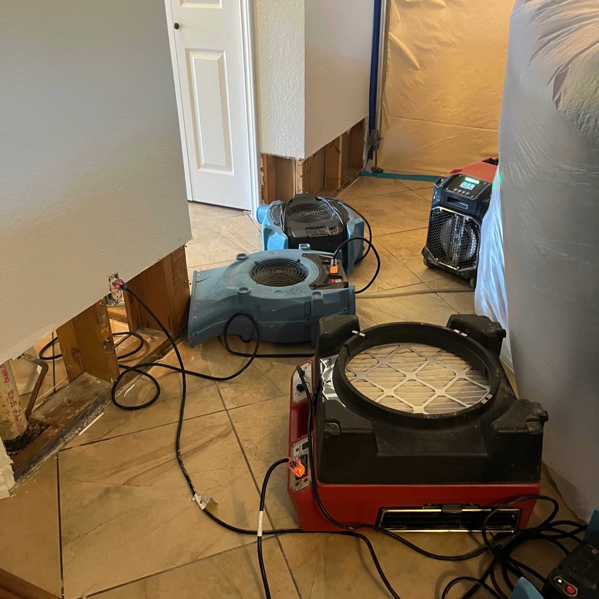 Image of water damage cleanup in progress